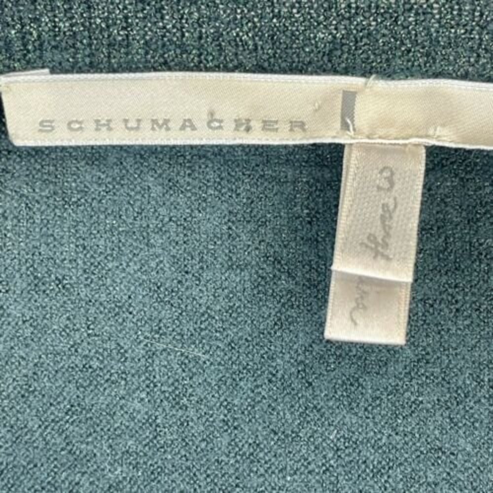 Schumacher Metallic Green Wool Pullover Sweater Size 3 Wide Raglan Sleeve - Picture 3 of 10
